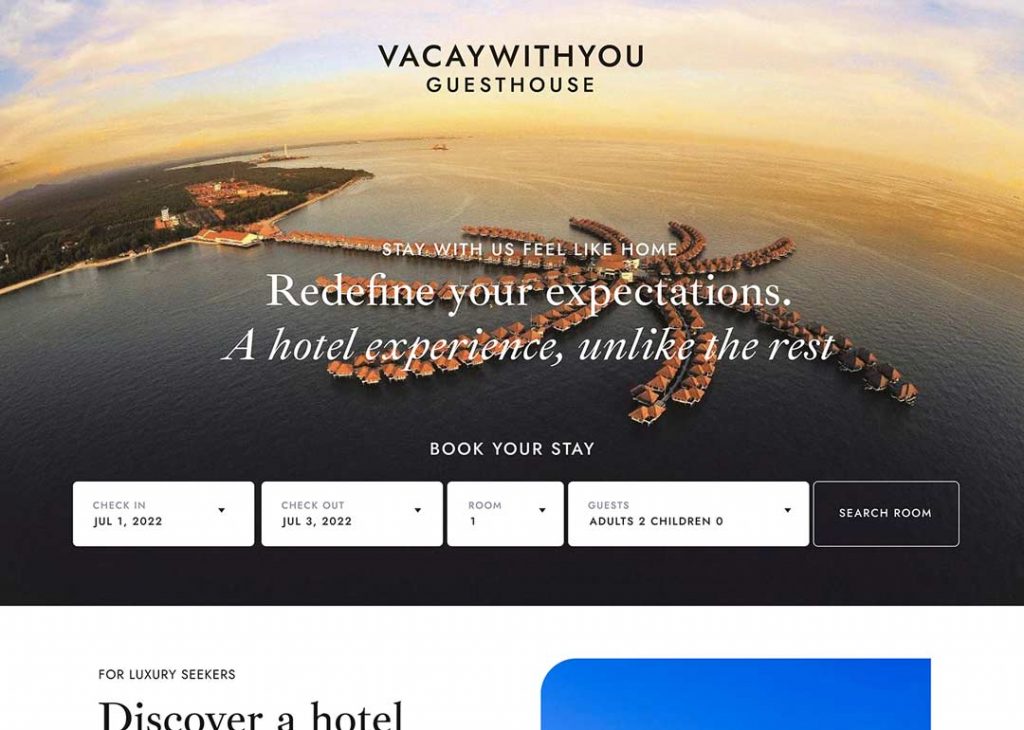 web design for vacaywithyou guesthouse